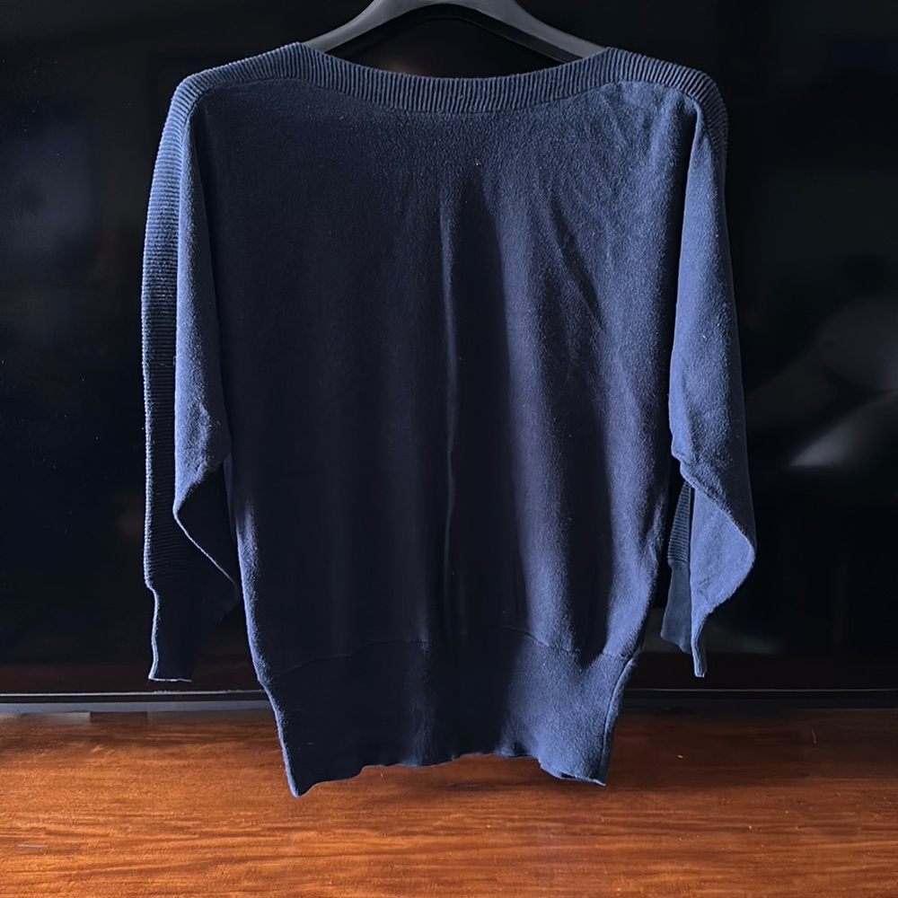 Alfani ruched navy sweater lightweight size large